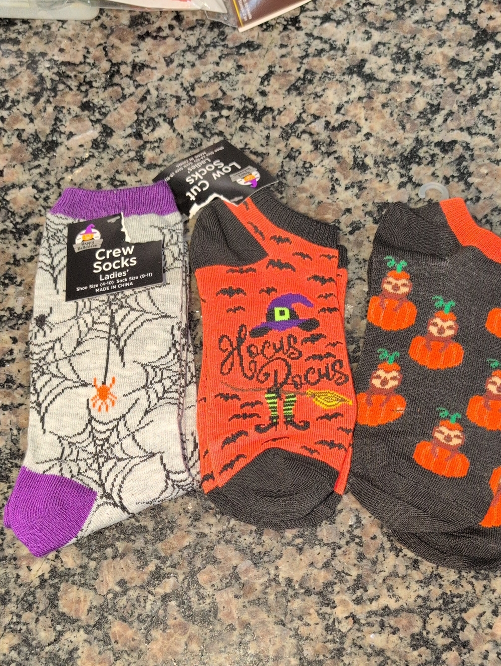 Women's Halloween Crew Socks Orange Black NWT 3 Pair